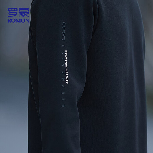 ROMON sweatshirt men's autumn and winter long-sleeved pullover T-shirt casual top comfortable jacket bottoming shirt 8170 black 2XL