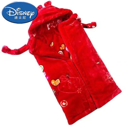 Disney (Disney) baby blanket, autumn and winter blanket, newborn blanket, double-layer thickened outing stroller blanket, thickened big red bunny zipper style (three layers)