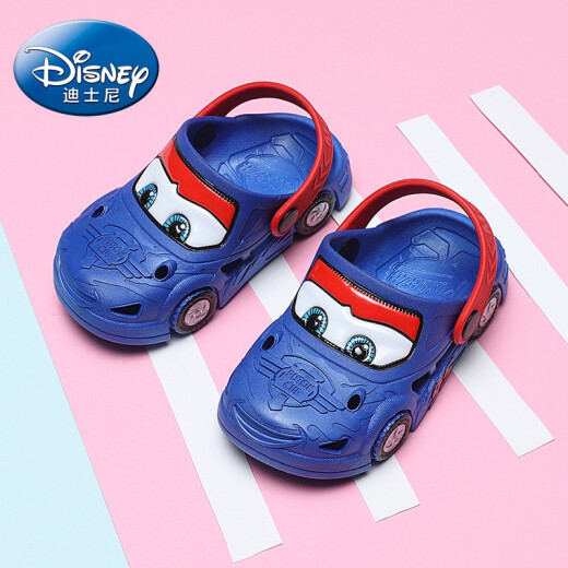 Disney Disney children's slippers spring and summer boys' slippers non-slip children's toddler baby hole shoes sandals car McQueen Sapphire Blue 160 (inner length 15.5cm)