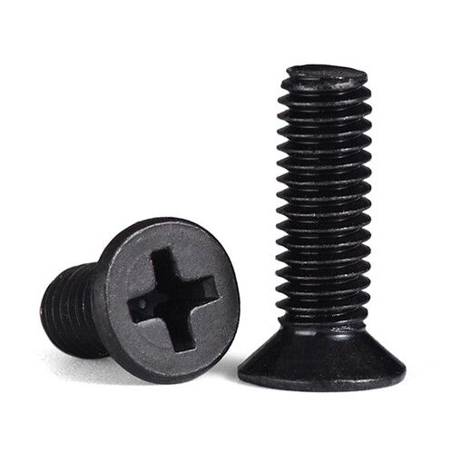 Jinggong grade 4.8 black carbon steel cross countersunk head screws flat head screws flat machine electronic screws bolts M8*20 (50 pcs)