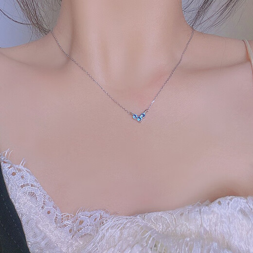 Shantou Lincun's same style emerald necklace love December birthstone small diamond inlaid light luxury December Tanzanite