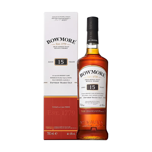 Bowmore 15-year-old single malt whiskey, British, Scottish, Islay wine 700ml