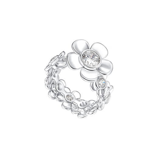 Unique rotating garden ring with flower ring, designer style, new product, designer style birthday gift for girlfriend, silver 11#