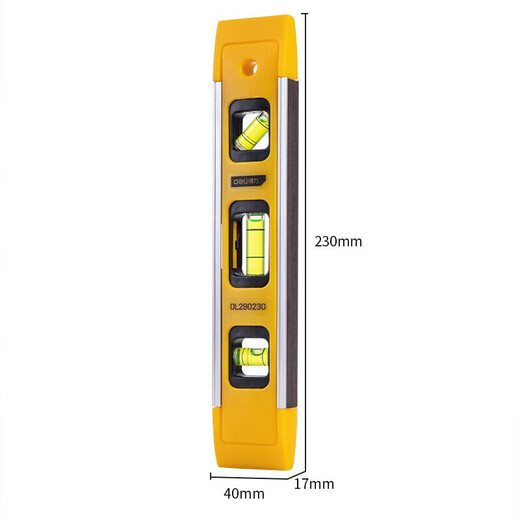 Deli level high-precision small with strong magnetic mini flat level aluminum alloy ruler balance measurement level torpedo level 230mm DL290230