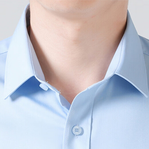 Woodpecker (TUCANO) shirt men's summer short-sleeved shirt business casual solid color versatile comfortable top men's light blue 4XL