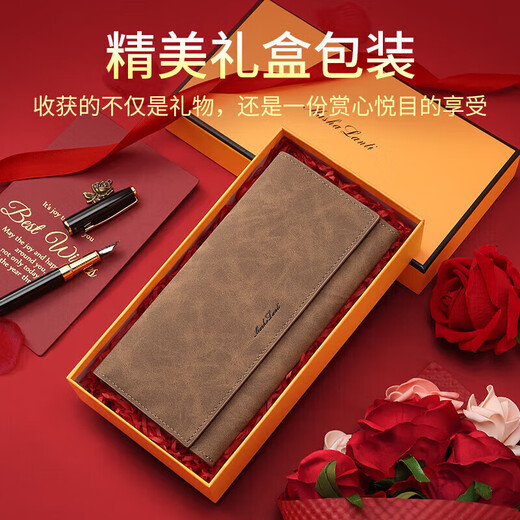 MashaLanti men's wallet long wallet large capacity ID card holder wallet clutch bag men's high-end Father's Day birthday gift