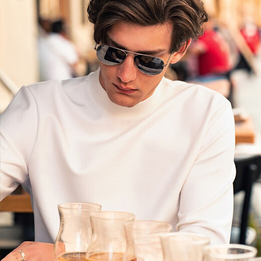 Mr. Bu hot timid high collar thick long sleeve bottoming white T-shirt men's spring and autumn solid color bottoming shirt top KT01878 small high collar ivory white S /165