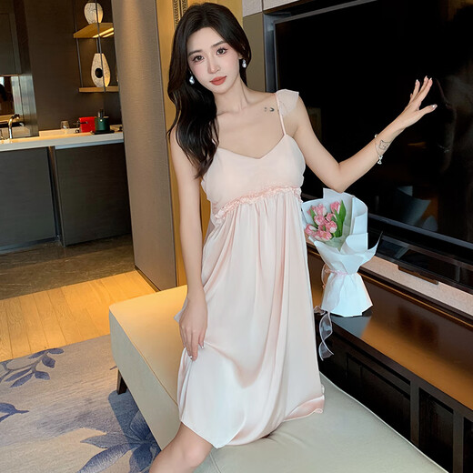 
Modal sexy nightgown pure and erotic silk suspender pajamas for women in summer high-end and sweet summer 2025 new style 11964 M