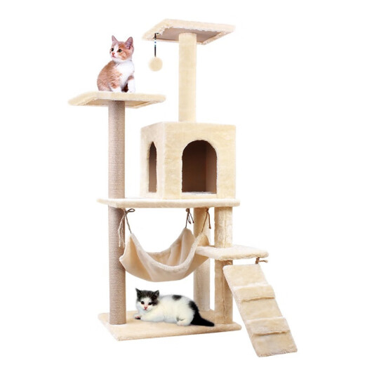 Bad Little Pet [1.88m bold and high column] cat climbing frame large sisal cat nest cat toy cat scratching board cat scratching post plush cloth cat jumping platform cat shelf cat toy cat tree beige four-layer model