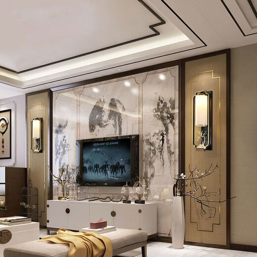 Yaotian New Chinese Style Plum Orchid, Bamboo and Chrysanthemum Wall Lamp Chinese Style Living Room TV Background Wall Lamp Corridor Aisle Bedside Lamp Plum Blossom Large Size