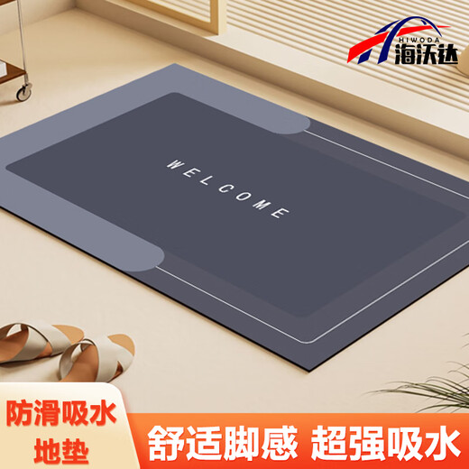 Havoda bathroom floor mat diatom mud absorbent mat bathroom non-slip foot mat toilet floor mat entry door mat Ruoxi blue 50*80cm