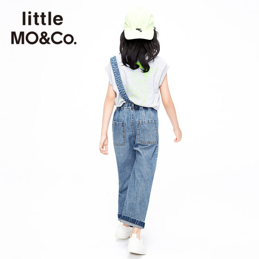Little MO&Co. Children's clothing summer clothing children's pants boys overalls girls pure cotton long jeans trousers denim blue 110 110/53