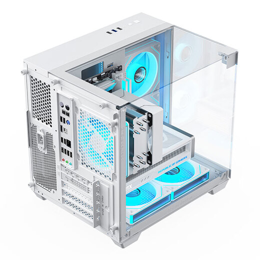 AOC星海CG389白色 游戏电脑主机海景房机箱 三面玻璃/无立柱/支持MATX/5风扇位/3D立体全景/左右分仓