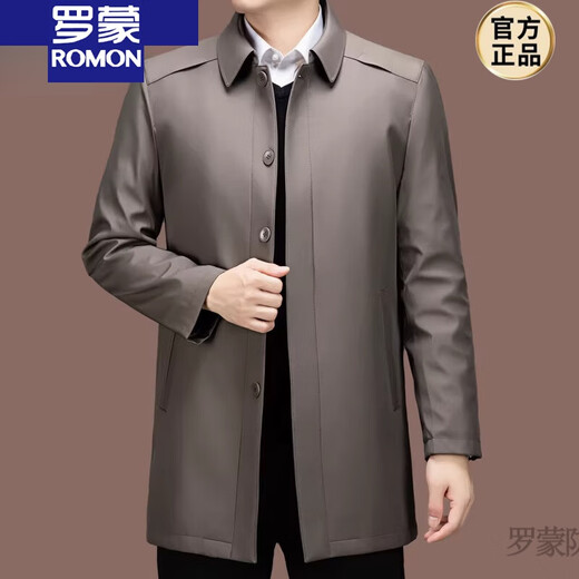 ROMON long live-face windbreaker men's thickened mid-length middle-aged wool liner warm cotton coat new product navy blue (lapel) thickened 185/2XL (suitable for 150-165 Jin Jin equal to 0.5 kg)