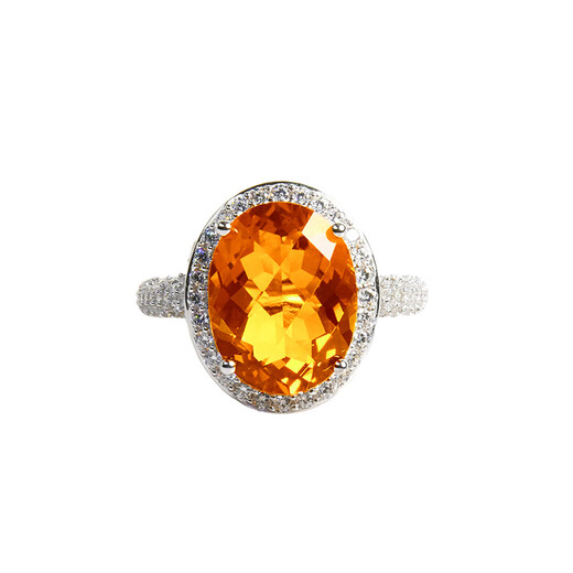 Fat Donglai's same citrine ring for women, rare golden orange, Princess Diana's style, colorful gemstone, 5 carats, free certificate, 3 carat natural citrine ring, Princess Diana's style