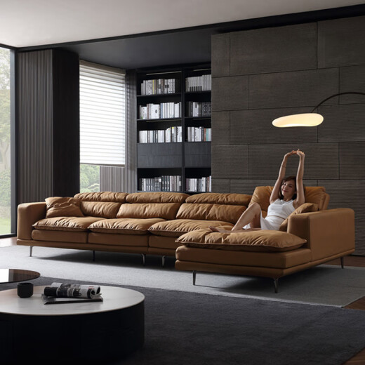 Li Mena Sofa Internet celebrity fabric down sofa large and small living room simple modern nano technology cloth latex sofa 3.2 meters double single expensive + A style coffee table + TV cabinet + A style dining table 4 chairs [Upgraded version 30% selection] Nano technology cloth + sponge +, latex particles