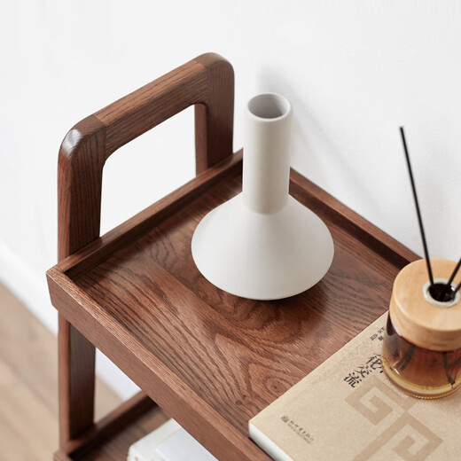 Genji Muyu solid wood sofa side cabinet living room floor-standing oak storage rack multi-layer storage rack study bookshelf 0.45m storage rack