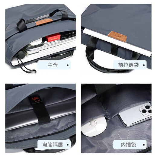 Golf GOLF business briefcase men's casual large-capacity handbag can hold 14-inch laptop bag fashionable multi-functional shoulder crossbody bag 6J679424J gray