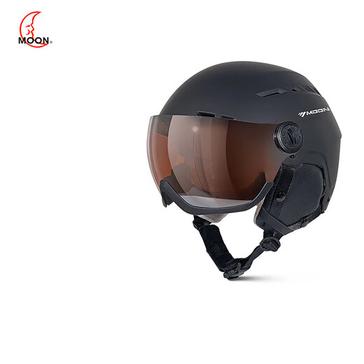 MOON ski helmet ultra-light snow helmet outdoor warm safety helmet sports helmet matte black with lens L