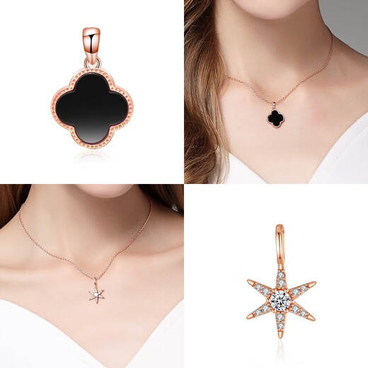 Fat Donglai same style 18k rose gold pendant single pendant single pendant women's silver necklace color gold pendant without chain silver classic four-leaf clover-rose gold
