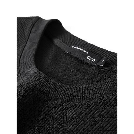 GXG Men's Round Neck Sweatshirt Men's 2024 Autumn New Arrival Black 170/M