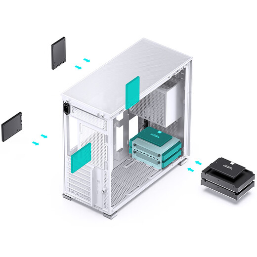 JONSBO Pinecone D41 MESH version white ATX chassis (dual 360 radiator/ATX power supply/Type-c Gen2 10Gbps+/vertical air duct/long graphics card)