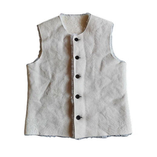 IMPRESSWIT real sheep fur one-piece vest winter sheep shear liner round neck vest vest middle-aged and elderly dad's vest zipper round neck full without splicing XL