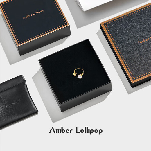 Amber Lollipop Baroque Pearl Ring Women's Niche Open Index Finger Ring Anniversary Birthday Gift for Girlfriend and Wife Gold-White Petals