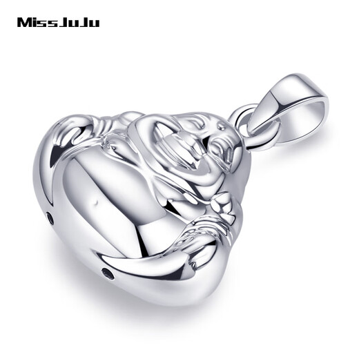 Miss JuJu pt950 platinum pendant Maitreya Buddha platinum smooth big belly Buddha pendant Smiling Buddha platinum necklace for women Pendant weight 7.9-8.1g + with black leather rope