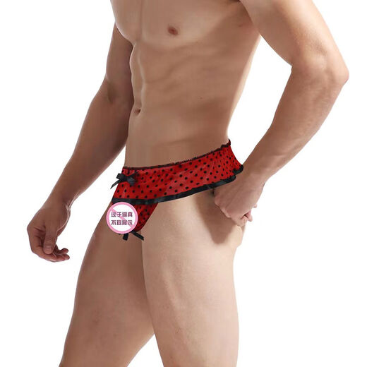 Men's Sexy Underwear T-Pants T-Pants Mesh Open Crotch Skirt Underwear Sexy Fabric Soft Red One Size