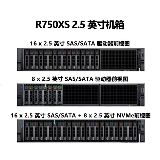 戴尔 R750XS  2U机架服务器主机 存储服务器工作站 2颗银牌4314 32核2.4G丨双电 128G丨2*480G+6*2.4T丨H755