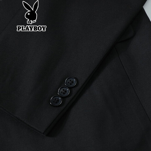 Playboy suit, men's casual suit, black jacket, formal groomsman suit, groom's wedding three-piece suit, 801 two-button black suit, suit + trousers 175A