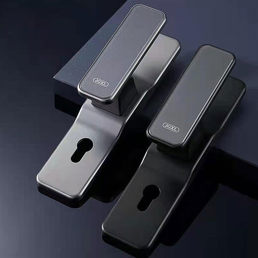 Huili customized silent door lock luxury bedroom door lock universal solid wood door handle black gold straight push door lock XF01 gray red (free hinge door latch) 35-50mm universal type with key