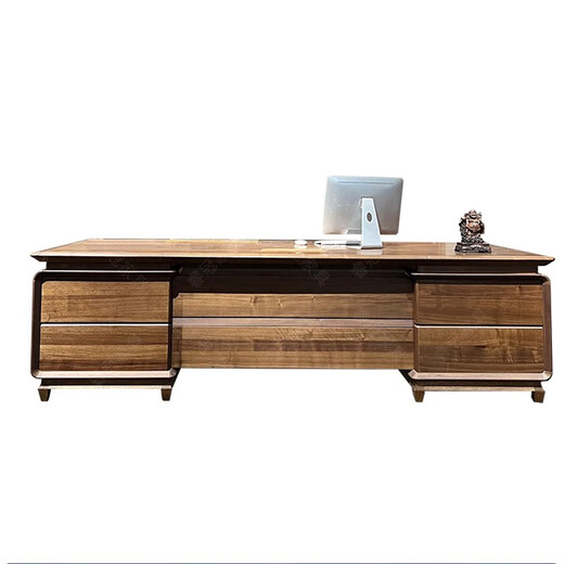 Hanjitangyu modern new Chinese style solid wood boss desk office desk and chair combination high-end solid wood leather office executive desk boss desk 1.6 meters