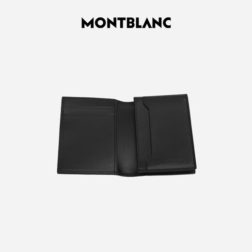 Montblanc (MONTBLANC) card holder striped cow leather card holder for boyfriend gift black Valentine's Day gift