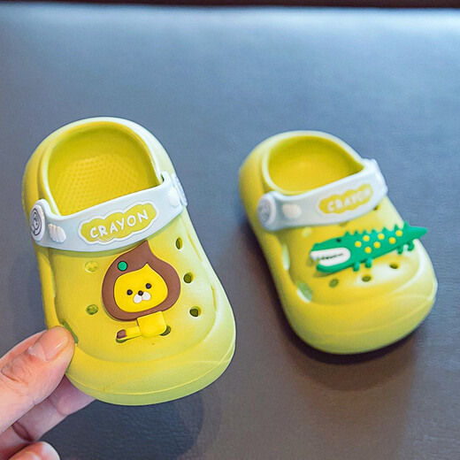 LATE TIME children's slippers, summer, boys and girls, 1-3 years old, cute cartoon soft bottom, non-slip, anti-collision, baby sneakers, dark green, lion crocodile, 16 cm inner length, suitable for about 2.5-3 years old
