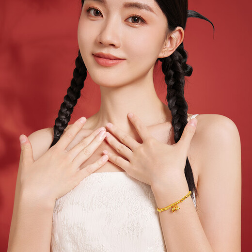 Saturday Blessing Gold Bracelet Women's Good Luck Lotus Lotus Powder Bracelet Birthday Gift Price A1912494 Approximately 2.56g16cm