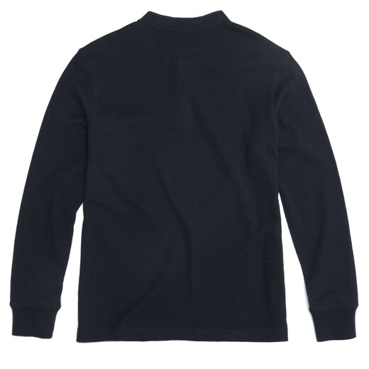 AKCLUBAK Men's New Retro Henry Collar Cotton Bottoming Shirt Simple Casual Long Sleeve T-Shirt Men 2409700 Navy Blue XL