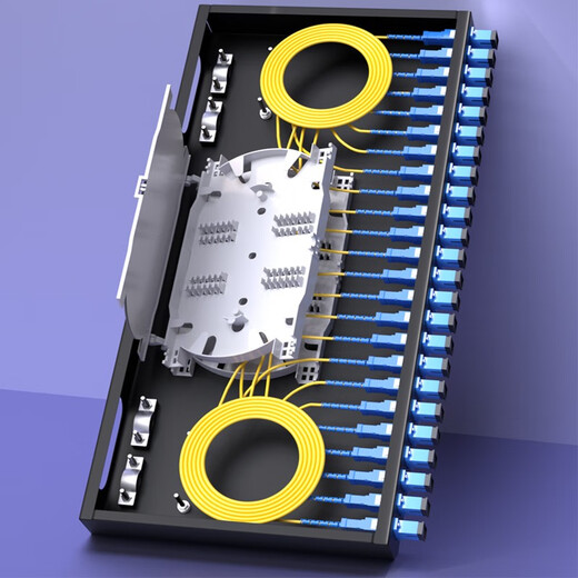 海奈 FCSCSTLC12口24口纤终端盒1U机架式单模多模满配12芯熔接配线光缆盒电信级加厚含尾纤 LC48芯单模满配含尾纤法兰1U机架式