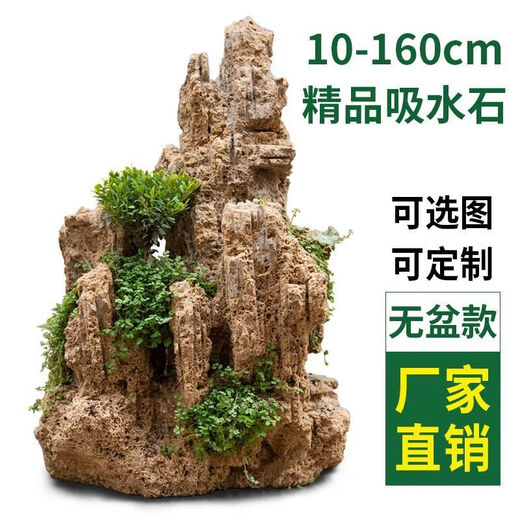Shiguang Station absorbent stone natural stone bonsai fish tank courtyard large fish pond landscaping absorbent stone original stone water stone bonsai 20-24cm absorbent stone containing 27cm blue flower pot