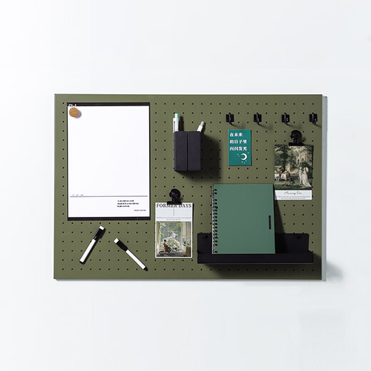 Green wrought iron hole board storage artifact wall standing shelf study entrance hall Morandi color hole board green medium plate package one