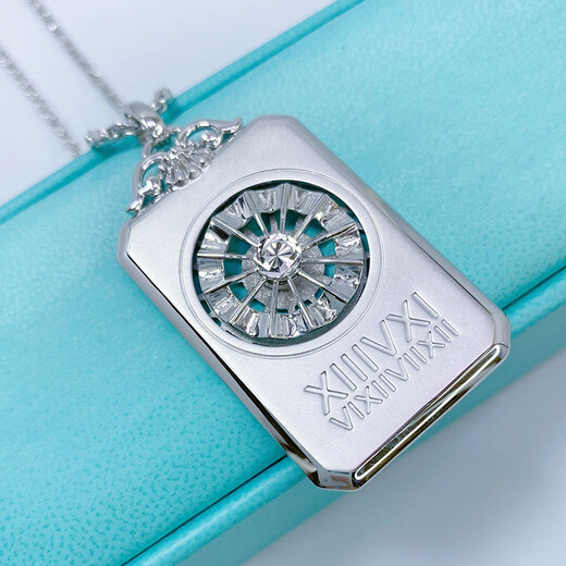 Heye Jewelry Platinum Pt950 Roman Square Men's Numbers Three-dimensional Pendant Tag Platinum 28.81g Width 30mm with buckle 60mm high with leather cord