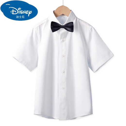 G.duck boys short-sleeved white shirt summer thin children's performance host chorus white shirt primary school uniform dress white cotton short-sleeved + black tie 110 recommended height 100-110cm (3-4 years old)