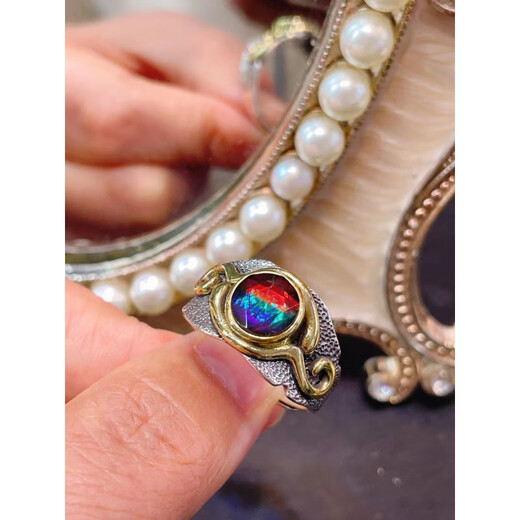 Bixiu Tang Natural Canadian Ammonite David Star Ring