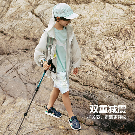 Puma (PUMA) children's toe-toe slip-on sandals, summer men's and women's, middle and large children's Velcro soft-soled anti-slip beach clogs black_Puma white_red 31