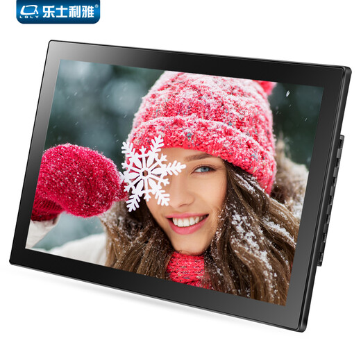 LSLY 19-inch full-view digital photo frame, electronic photo album, high-definition display, 1080P video, remote control commercial display, 22-inch white tempered glass mirror, free 32GU disk + wall-mounted plate