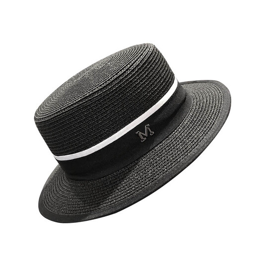 Woodpecker brand Korean flat-top small-brimmed straw hat for women summer sun protection straw hat Internet celebrity summer fashion British hat Khaki M short-brimmed flat-top straw M (56-58cm)