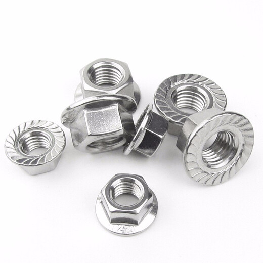 Jishuo 304 stainless steel flange nut/DIN6923 hexagonal flange cap anti-slip nut M4/M5 M20 M12 1 piece
