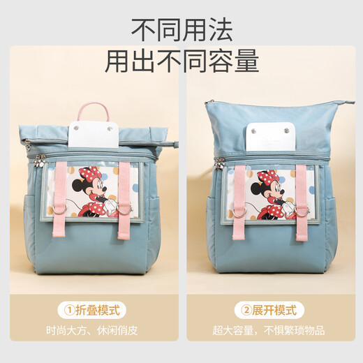迪士尼（Disney）妈咪包新款时尚手提双肩大容量背包外出托特多功能防水轻便 畅想米白 带4张卡片更换