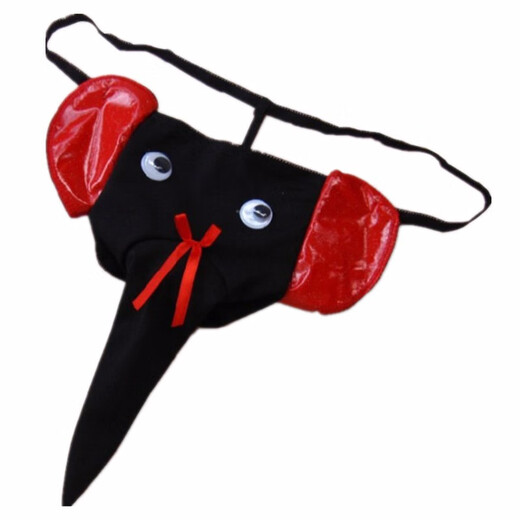 Jiumu Yadai men's sexy underwear thong men's sexy underwear T-pants leopard print cartoon nose cover black red ears one size fits all Asia